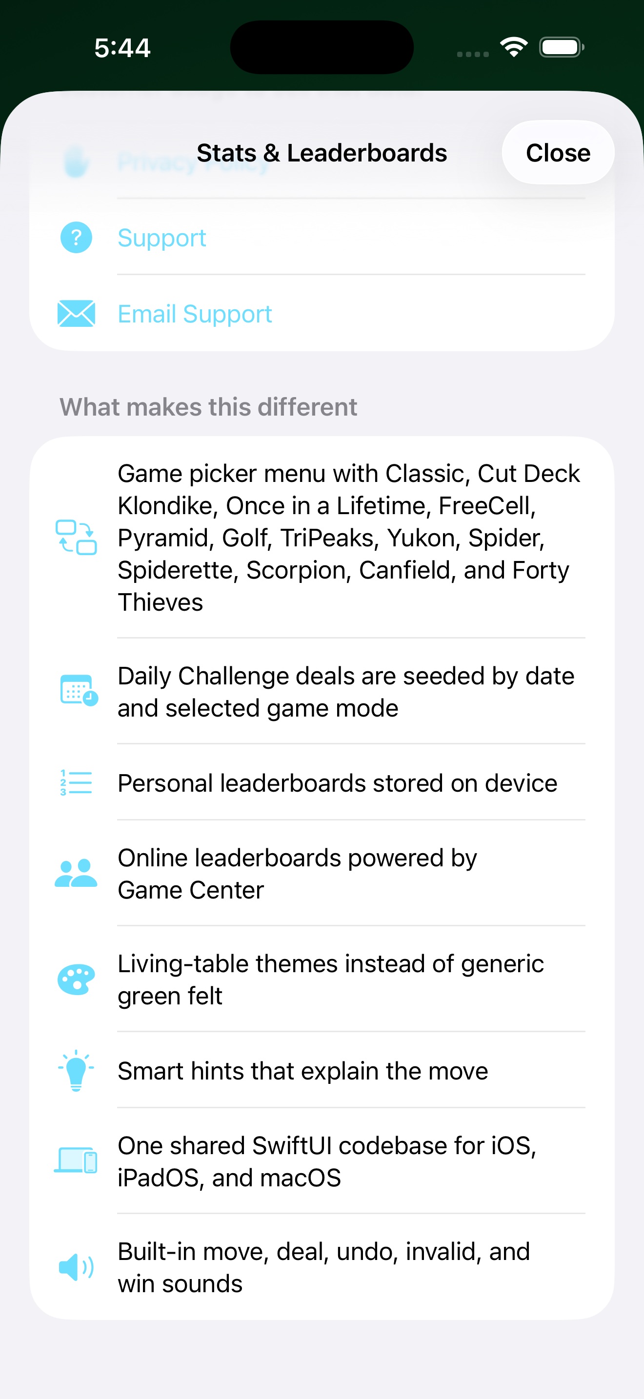Cut Deck Solitaire | Classic Card Games for iPhone, iPad, and Mac screenshot
