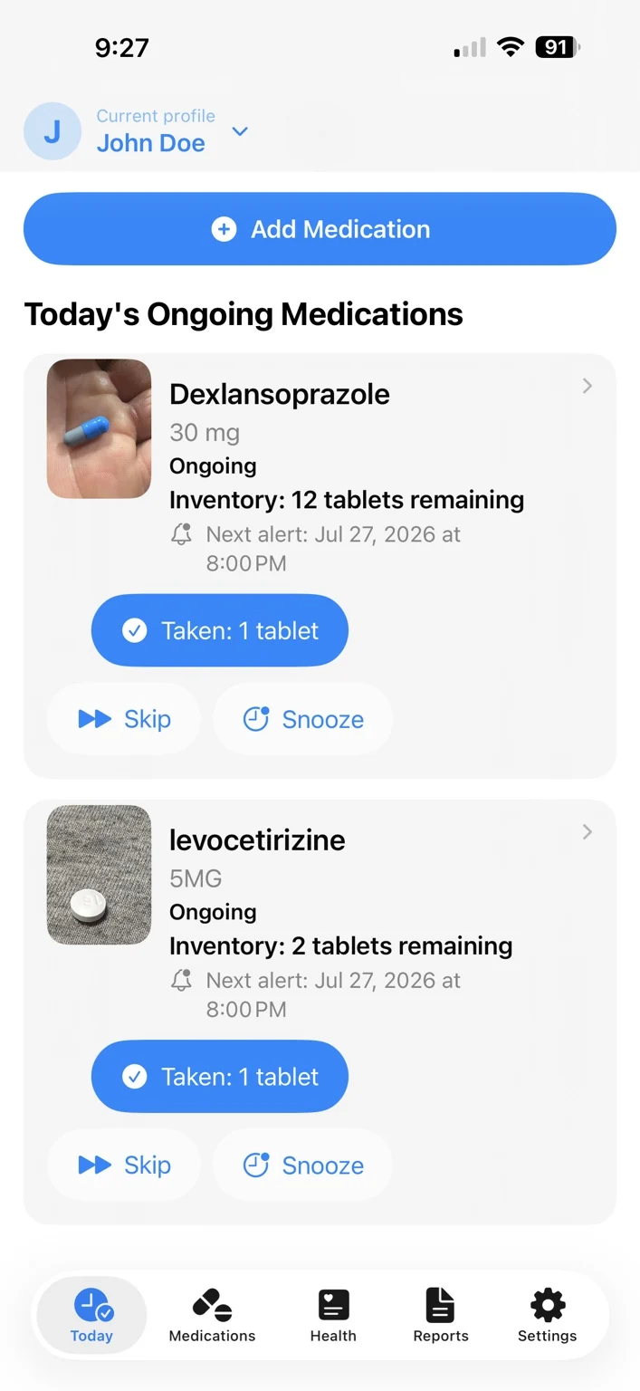 Pill-A-Matic Today tab