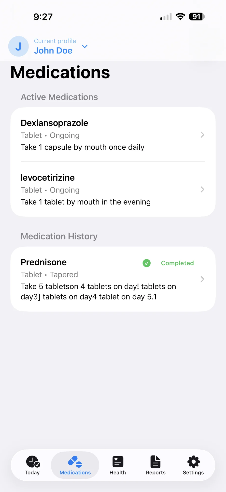 Pill-A-Matic Medications tab